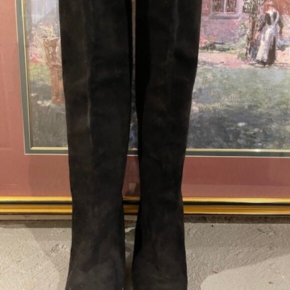 Prada thigh high black suede boots - Picture 1 of 5